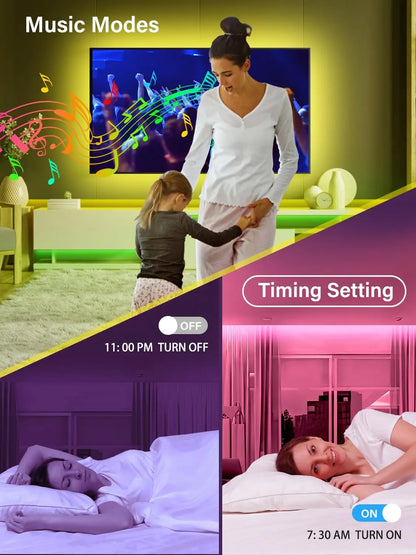 RGB LED TV Backlight Strip, 20Ft Adjustable & Vibrant RGB Lighting for 32-80 Inch Tvs, Music Sync Color Changing, Usb-Powered with Remote & App Control, Adjustable Rgb Lighting