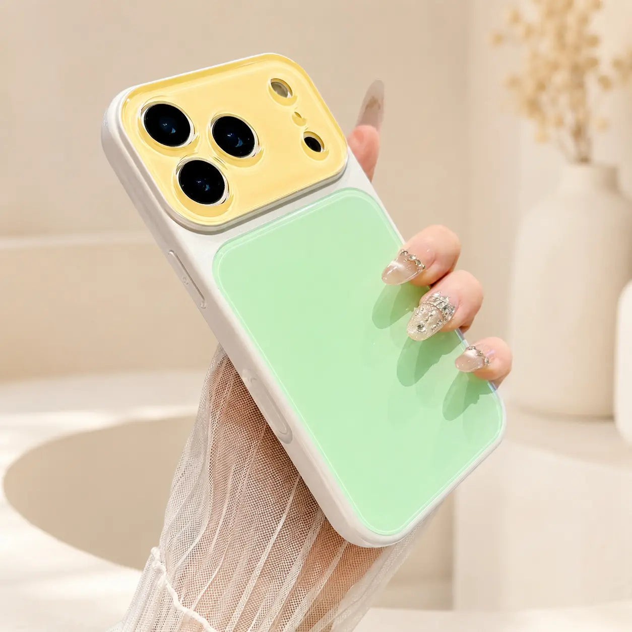 Glossy Dopamine Style Two-Tone Candy Color Phone Case for Iphone 17 16 15 14 Pro Max, Slim Hard Back Cover, Shockproof Protective Case for Women Girls,Back to School,Back to School Haul