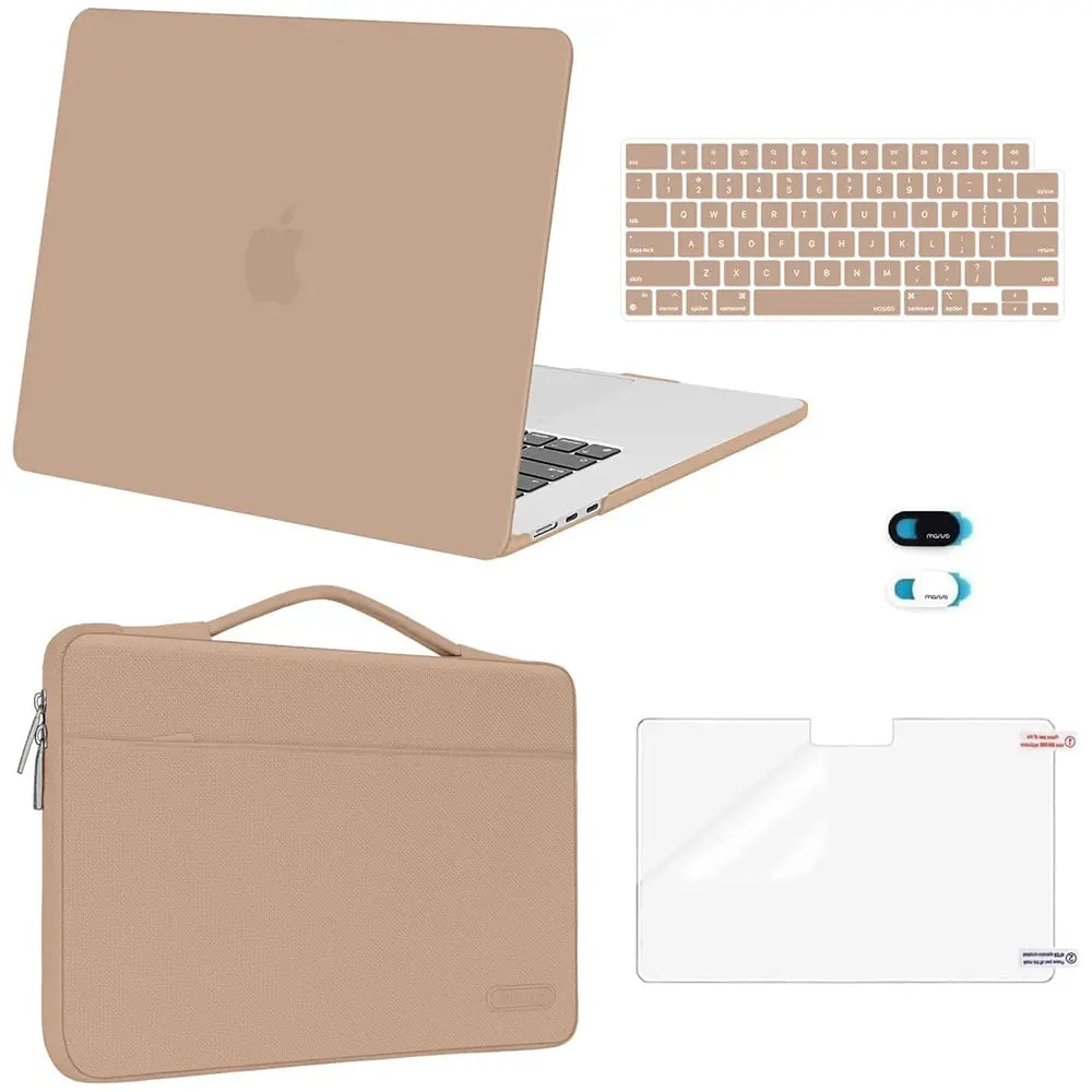 MOSISO Compatible with Macbook Air 15 Inch Case M5 2026 M4 2025 M3 M2 2024 2023 A3448 A3241 A3114 A2941,Protective Hard Shell&Carrying Sleeve Bag&Keyboard Cover&Webcam Cover&Screenfilm, School, Commuting, Daily Protection, Screen Protector, Plastic, Polyc