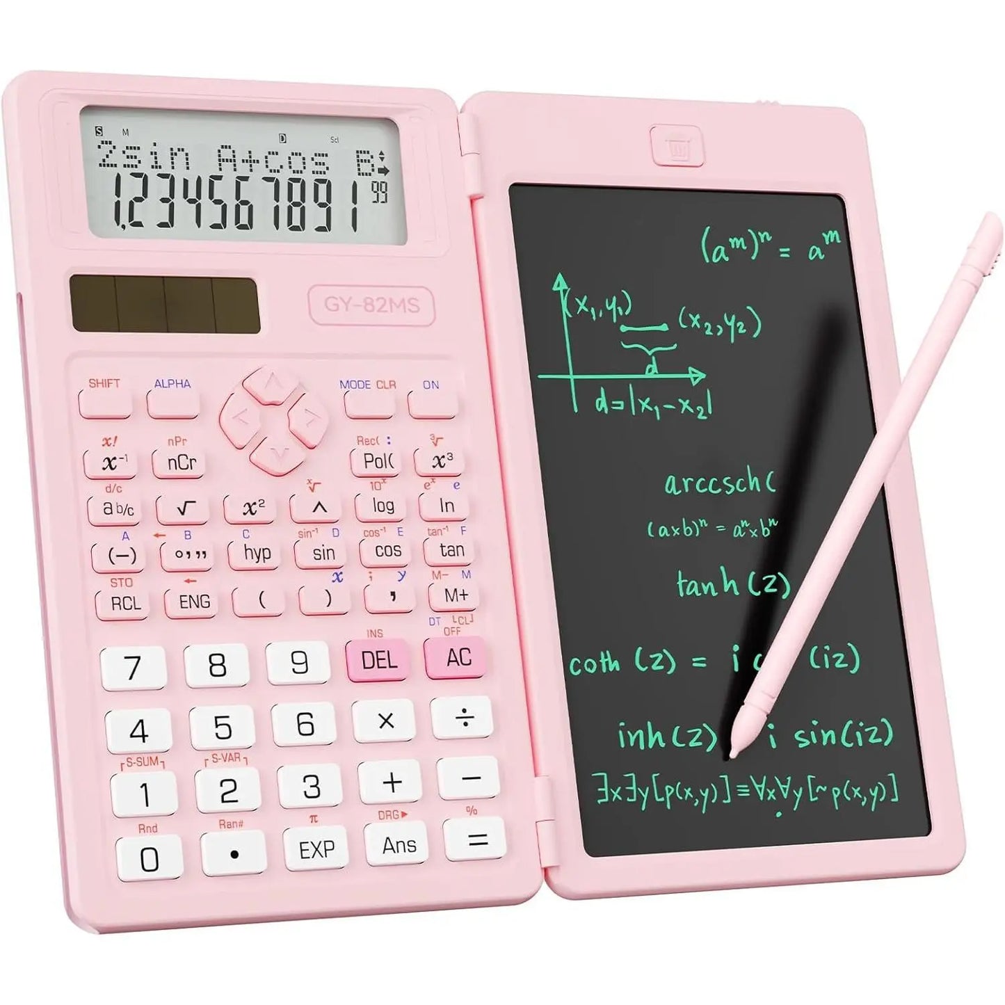 Plastic Scientific Calculator Cute, 82MS Foldable 2-Line Display, 240-Functions Solar & Battery Powered, Portable Notepad-Included School Supply for Middle-High School Students (Party Bag for Kids) Gifts