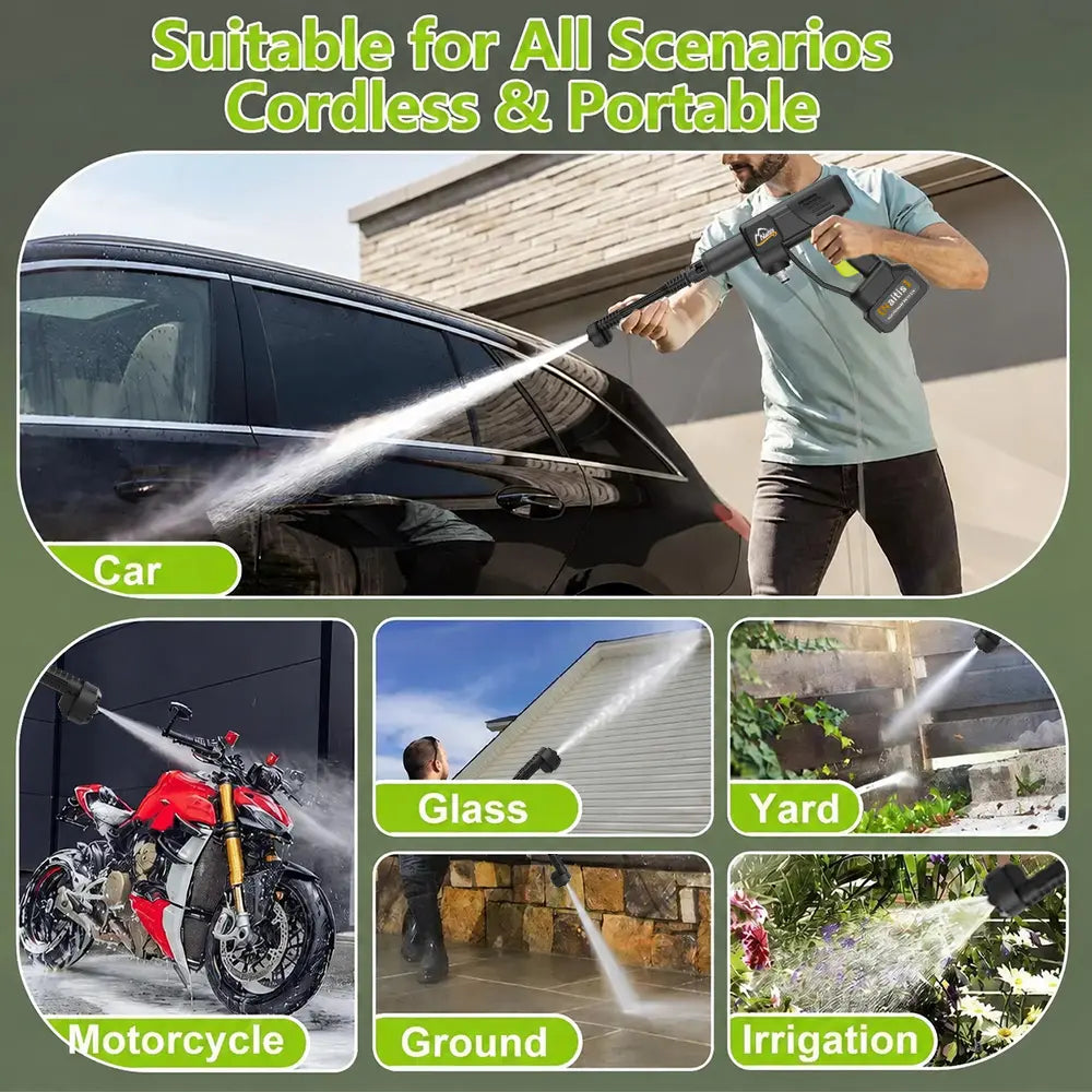 [Dealsforyou]Naitis 1500PSI Cordless Portable Power Washer 21V, 200W High Pressure Water Cleaner with 13000Mah Battery, Adjustable 6-In-1 Nozzle & Foam Bottle,For Valentine’S Day Gift Summervibes,Father'Sdaygifts, Pressure Washer, Cordless Pressure Washer