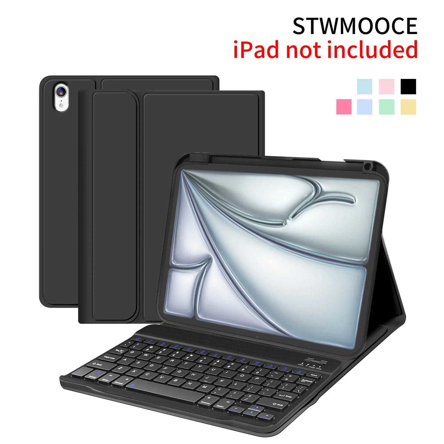 STWMOOCE Ipad Case with Wireless Keyboard, Detachable Tablet Bluetooth Keyboard Magnetic Cute Case for 10.2-Inch Ipad 7/8/9Th, 10.9/11-Inch Ipad 10Th/A16, Ipad Air 4/5Th, 11-Inch Ipad Air M2/M3/M4, Ipad Pro 11-Inch 1/2/3/4Th Gen, Pencil Holder Pink Cover