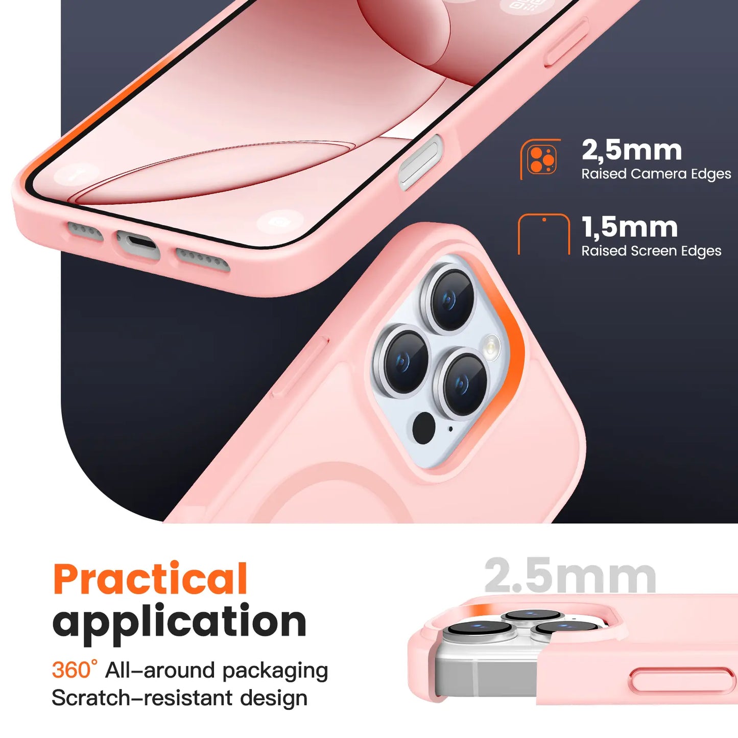 Puyateya Fashion Protective Magnetic Matte TPU Case with Magnetic Ring for Iphone 15/16/Pro/Pro Max, 3-Layer Shock TPU, Military Grade Anti-Drop, Anti-Scratch Translucent, Wireless Charge Compatible Phone Accessories