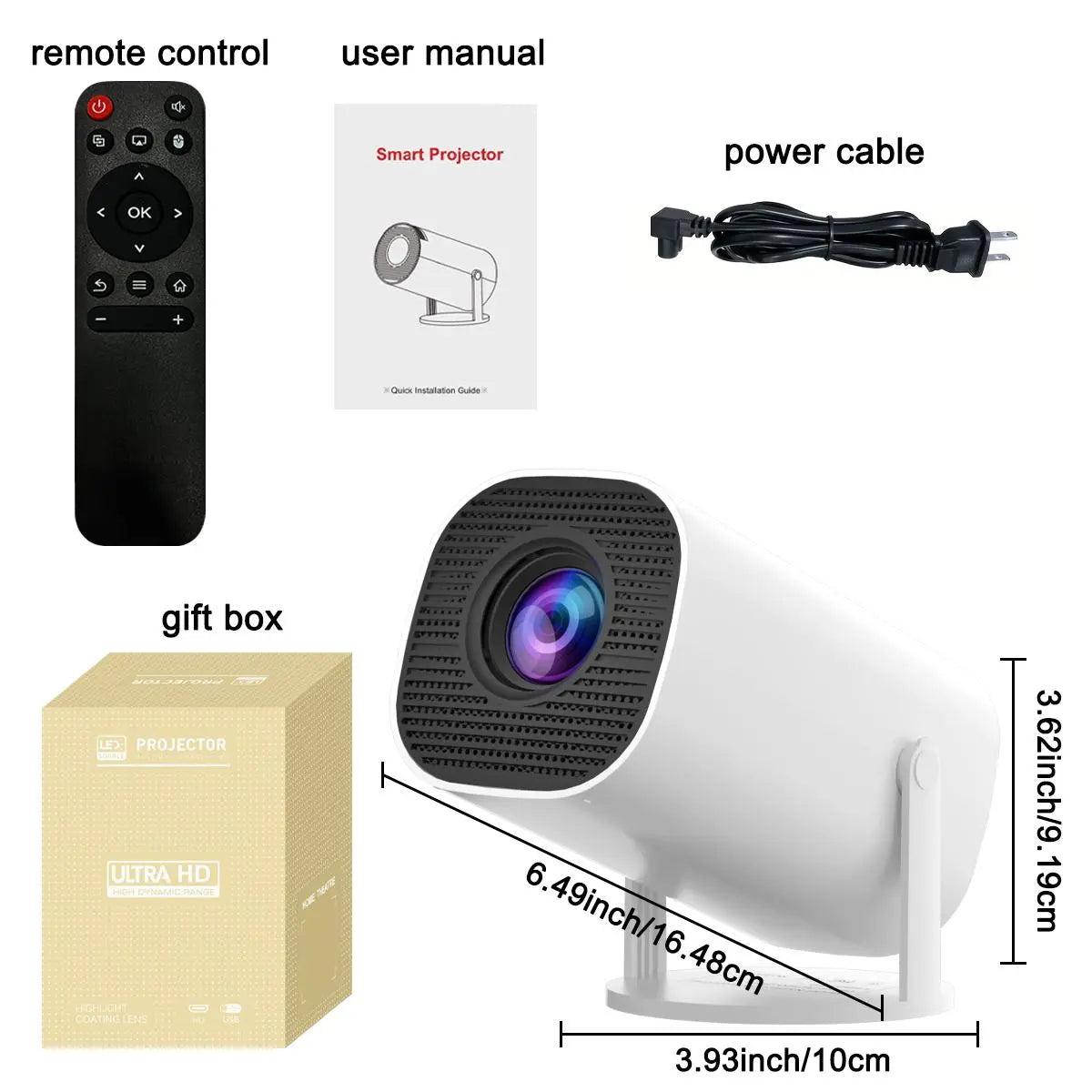 Mini Projector 350 ANSI Lumens, 720P Native Resolution with 4K Decoding | Android 13, Dual Wi-Fi 6, Bluetooth 5.2 | Auto Keystone Adjustment, 130" Screen for Home Cinema | Available in US Stock