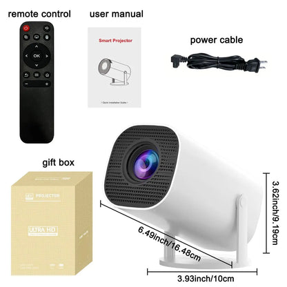 Mini Projector 350 ANSI Lumens, 720P Native Resolution with 4K Decoding | Android 13, Dual Wi-Fi 6, Bluetooth 5.2 | Auto Keystone Adjustment, 130" Screen for Home Cinema | Available in US Stock