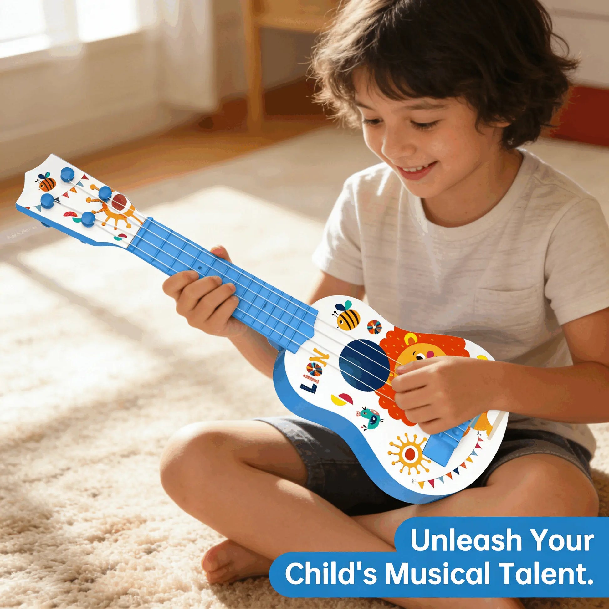 Kids' ABS Plastic Ukulele-Shape Music Toy, Mini Playable Educational Musical Instrument, Party Supplies, Birthday Christmas Gift