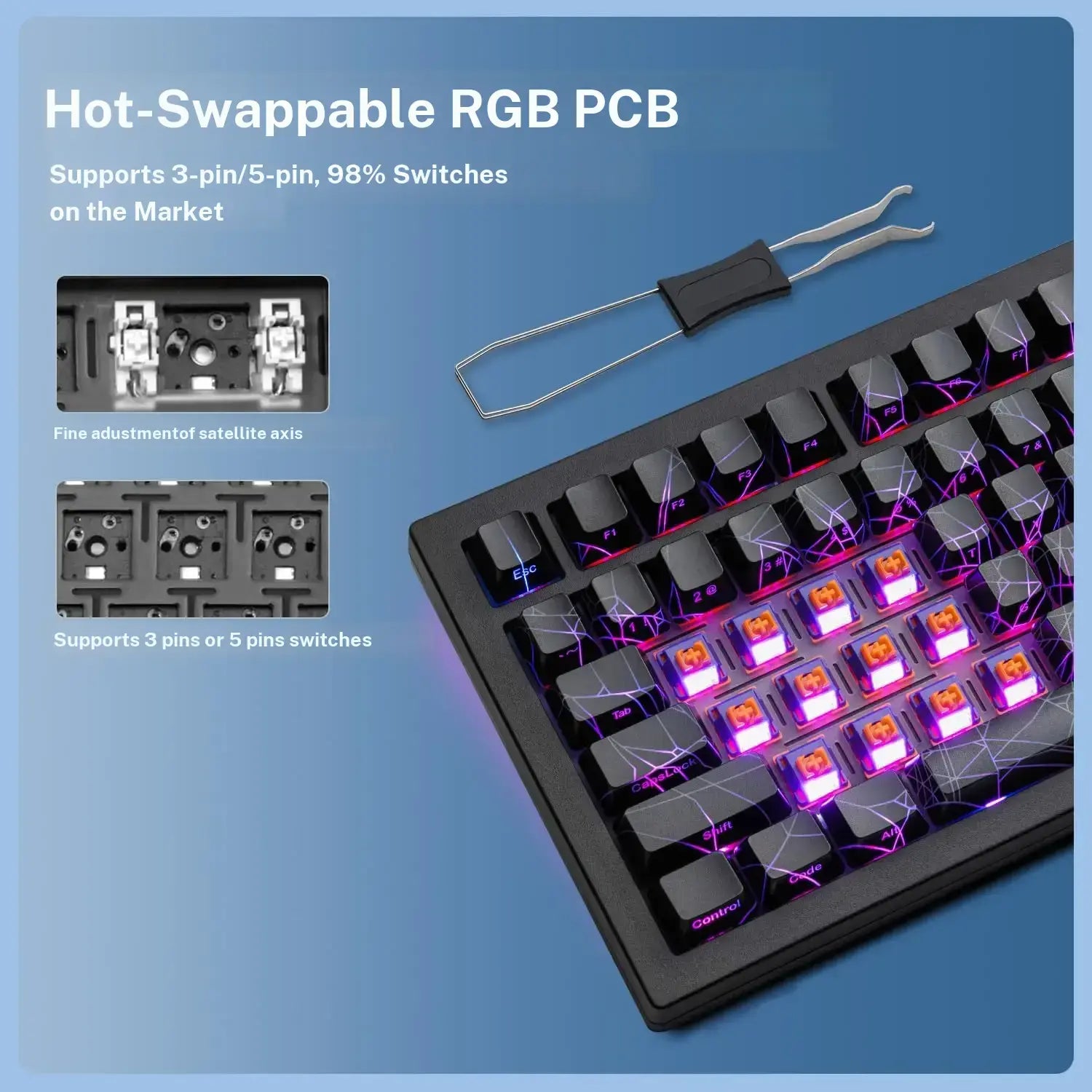 ZORNHER ZH870 80% BT5.0 Wireless Mechanical Creamy Keyboard, Hot Swappable Linear Switches, RGB Lighting, 2.4Ghz/Usb C Connectivity, Spider Web IMD PC Keycaps, Keyboards for Gaming, Gaming PC Accessories Color Backlight Keyboard Computer Game Hardware Tik
