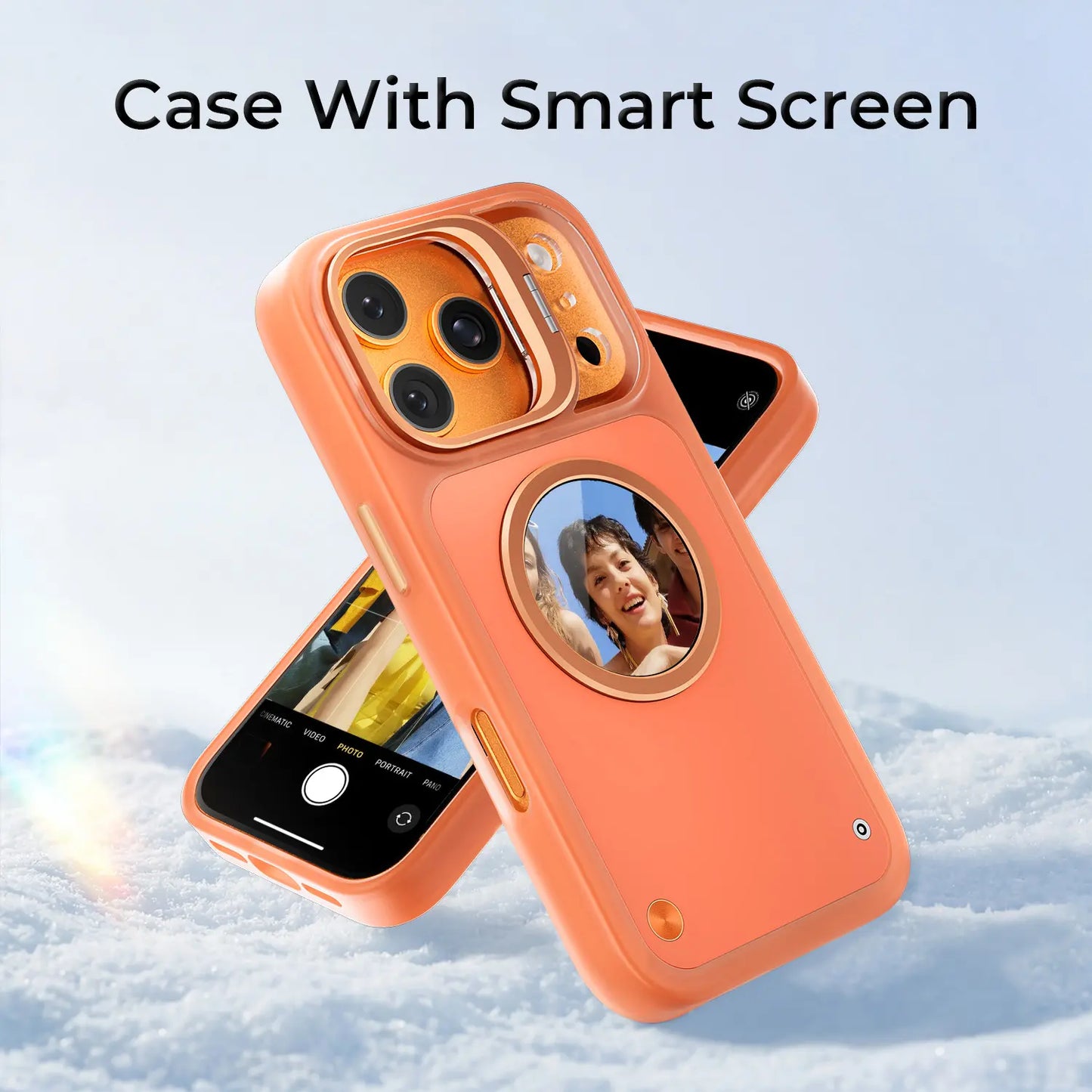 W&O Customizable E-Ink Smartphone Case for Iphone 16/17 Pro Max - Upgraded Ink Screen Smart Cover, DIY Image/Text Display, Shockproof Handheld Cellphone Protection, Wireless Charging Support, Unique Gift, Casing