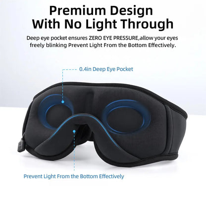 3D Bluetooth Sleep Mask Headphones for Insomnia, Morelax Adjustable 100% Blackout Wireless Eye Mask with Headphones, HD Stereo, Perfect for Home, Travel, Office, Yoga, Gift for Friends