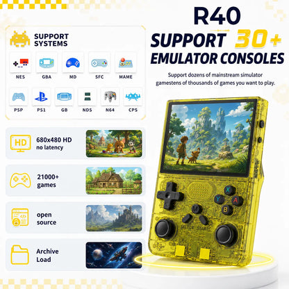 R40 Retro Handheld Game Console, Pre-Loaded Classic Games Plug & Play, Portable Pocket Video Game System, Nostalgic Arcade Gift for Kids & Adults