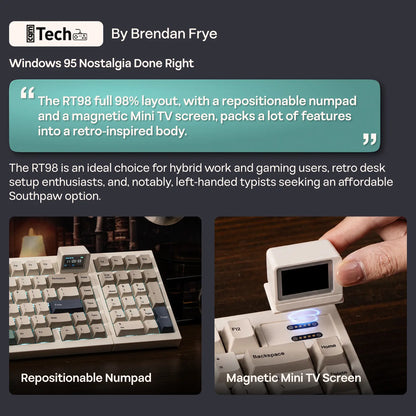 EPOMAKER RT98 Creative Modular Retro Gaming Keyboard with Detachable Mini TV Hot Swap Tri-Mode BT/2.4G/USB-C Custom Driver RGB Backlit PBT Keycap for Win/Mac Computers & Office Equipment Keyboards Creamy Keyboard Back to School Shopping, Pbt Keycaps, Deta