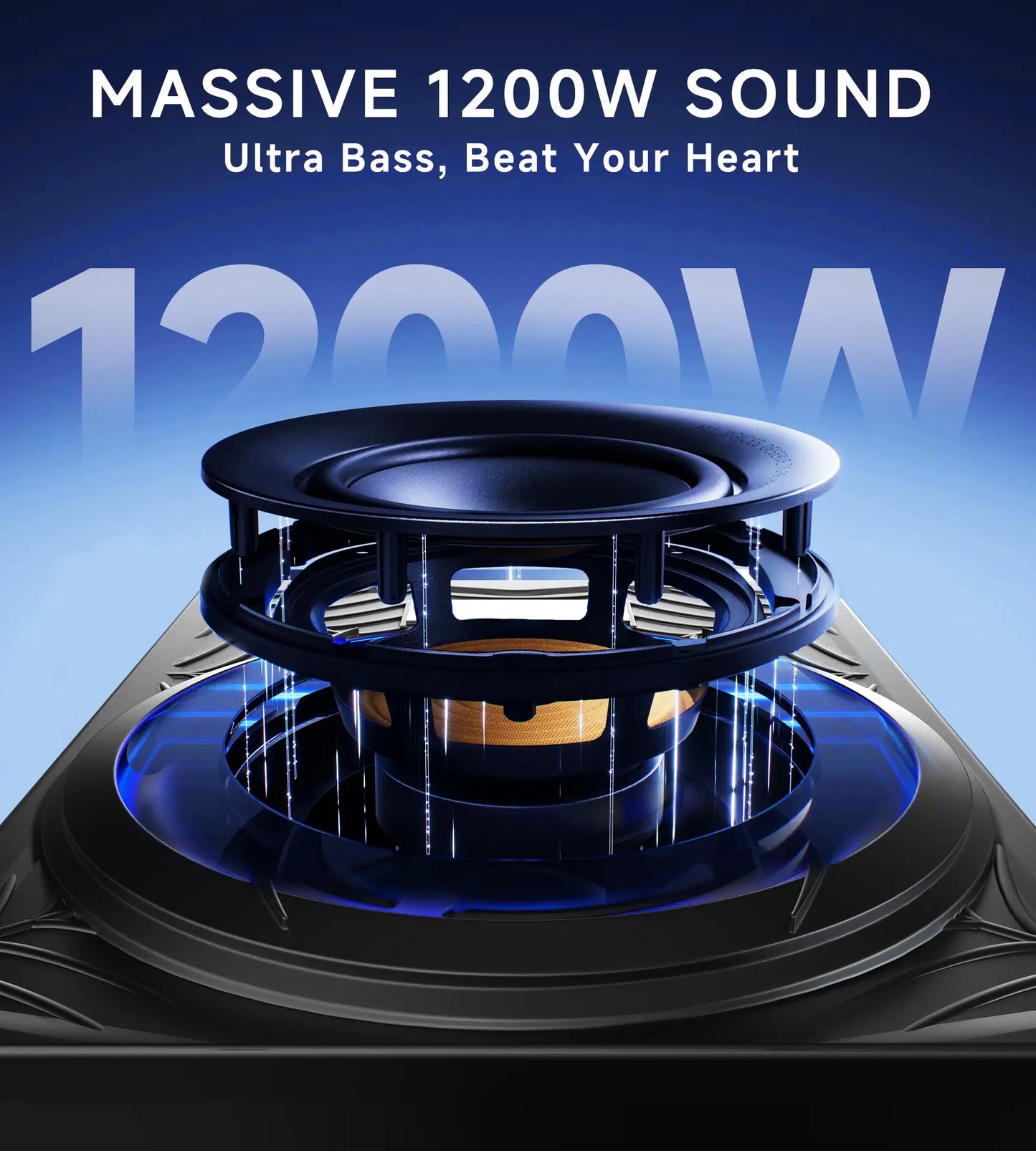 ECHOMUSSY 1200W Slim Underseat Car Subwoofer & Amplifier Package - Ambient Light, Car Stereo Speaker, Individual Low Pass/Gain/Boost Bass Control, Accessory for Truck, SUV, Cars, Car Interior Accessories