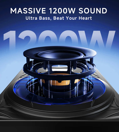 ECHOMUSSY 1200W Slim Underseat Car Subwoofer & Amplifier Package - Ambient Light, Car Stereo Speaker, Individual Low Pass/Gain/Boost Bass Control, Accessory for Truck, SUV, Cars, Car Interior Accessories
