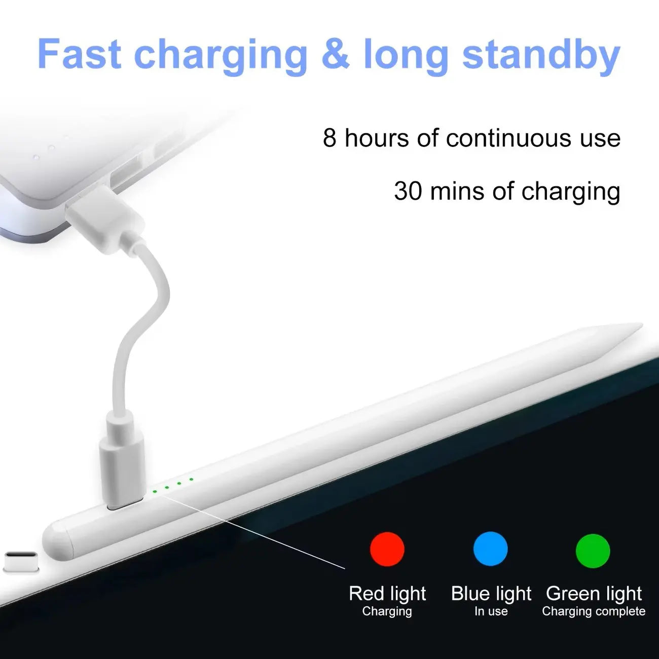 Apple Ipad Touch Pen for 2018-2026 Models, 30-Minute Charge, Magnetic Stylus, Writing, Compatible with Ipad Pro/Air/Mini, Ipad Pens