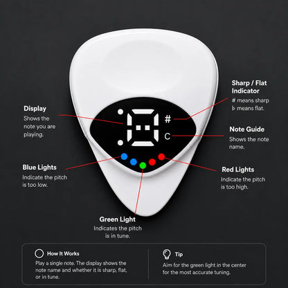 2-In-1 Chromatic Guitar Tuner & Pick