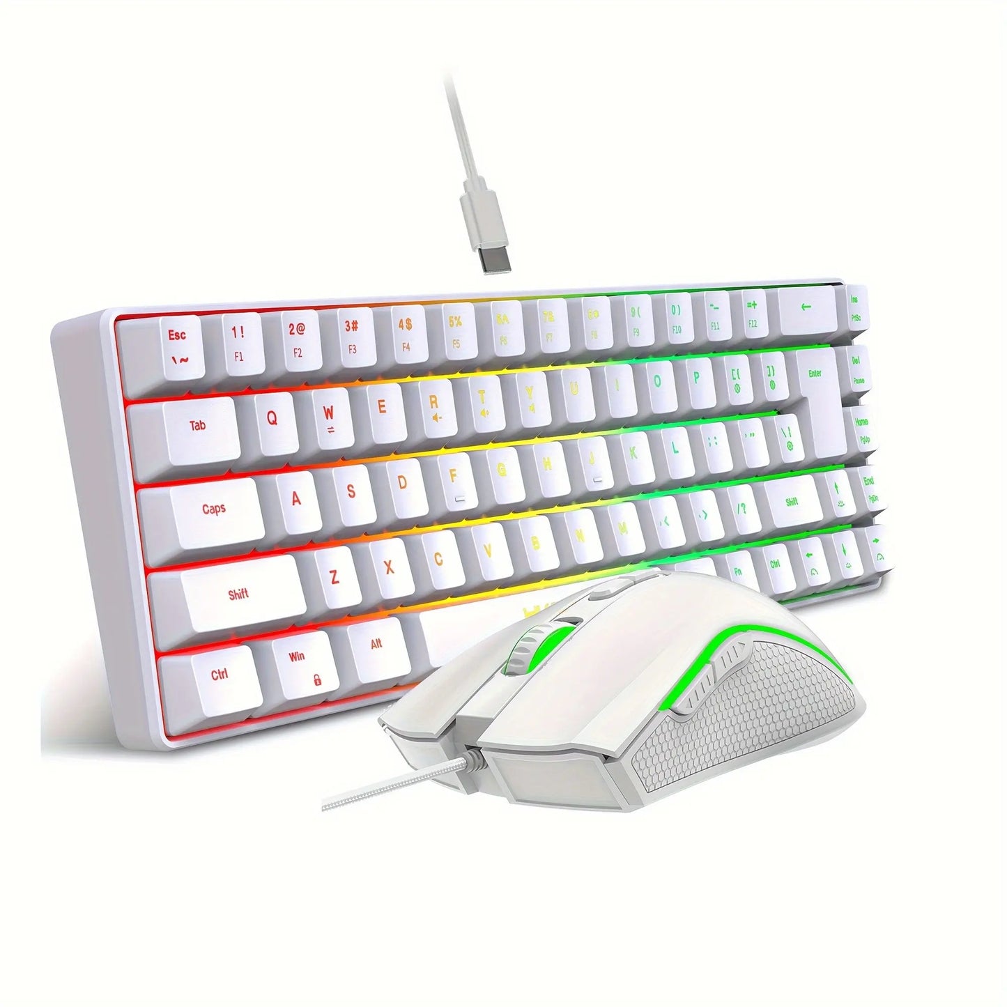 Hxsj-68 Key Wired Membrane Keyboard + Wired Mouse Set, Ideal for Gaming and Office Use, Durable Design for Daily Tasks