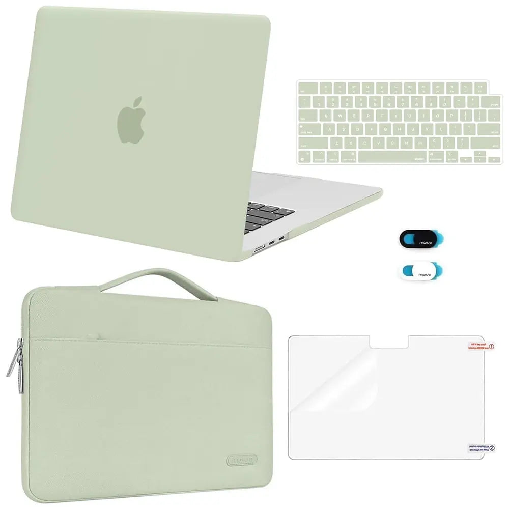 MOSISO Compatible with Macbook Air 15 Inch Case M5 2026 M4 2025 M3 M2 2024 2023 A3448 A3241 A3114 A2941,Protective Hard Shell&Carrying Sleeve Bag&Keyboard Cover&Webcam Cover&Screenfilm, School, Commuting, Daily Protection, Screen Protector, Plastic, Polyc