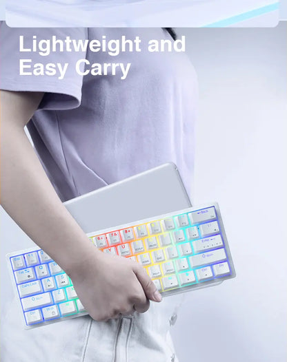 Solakaka SK961 Tri-Mode Wireless Mechanical Keyboard, 60% Compact RGB Gaming Keyboard with Bluetooth 2.4G USB-C, Affordable Programmable Keyboard for Gaming Office