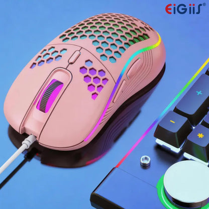 Honeycomb Wired Gaming Mouse, RGB Light with On/Off Switch, 7200 Adjustable DPI, Ergonomic Lightweight 100G Design, High Precision Optical Sensor, 6 Buttons 1.5M Cable, Compatible with PC Laptop Gamers
