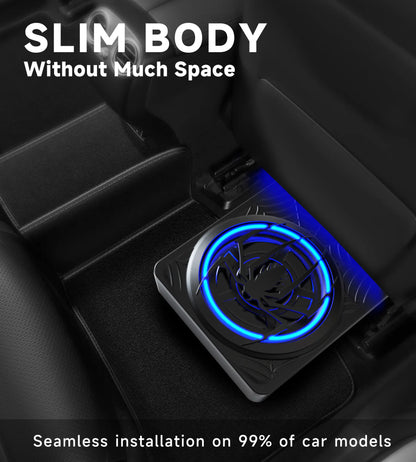 ECHOMUSSY 1200W Slim Underseat Car Subwoofer & Amplifier Package - Ambient Light, Car Stereo Speaker, Individual Low Pass/Gain/Boost Bass Control, Accessory for Truck, SUV, Cars, Car Interior Accessories