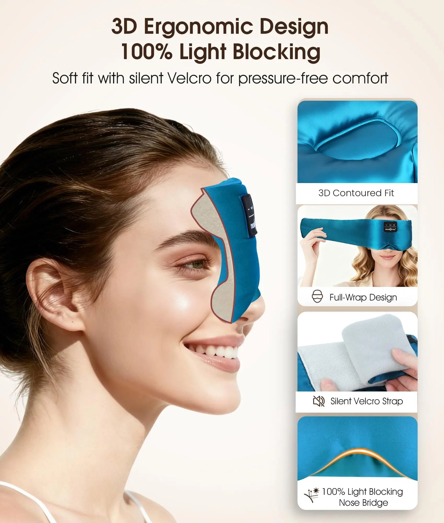 MUSICOZY Side Sleeper’S Dream: Silk Bluetooth 5.4 Sleep Mask & Headphones, Sleep Mask，Total Blackout, Perfect for Travel & Restful Sleep,Summerwins,Dealsforyoudays,Father'S Day