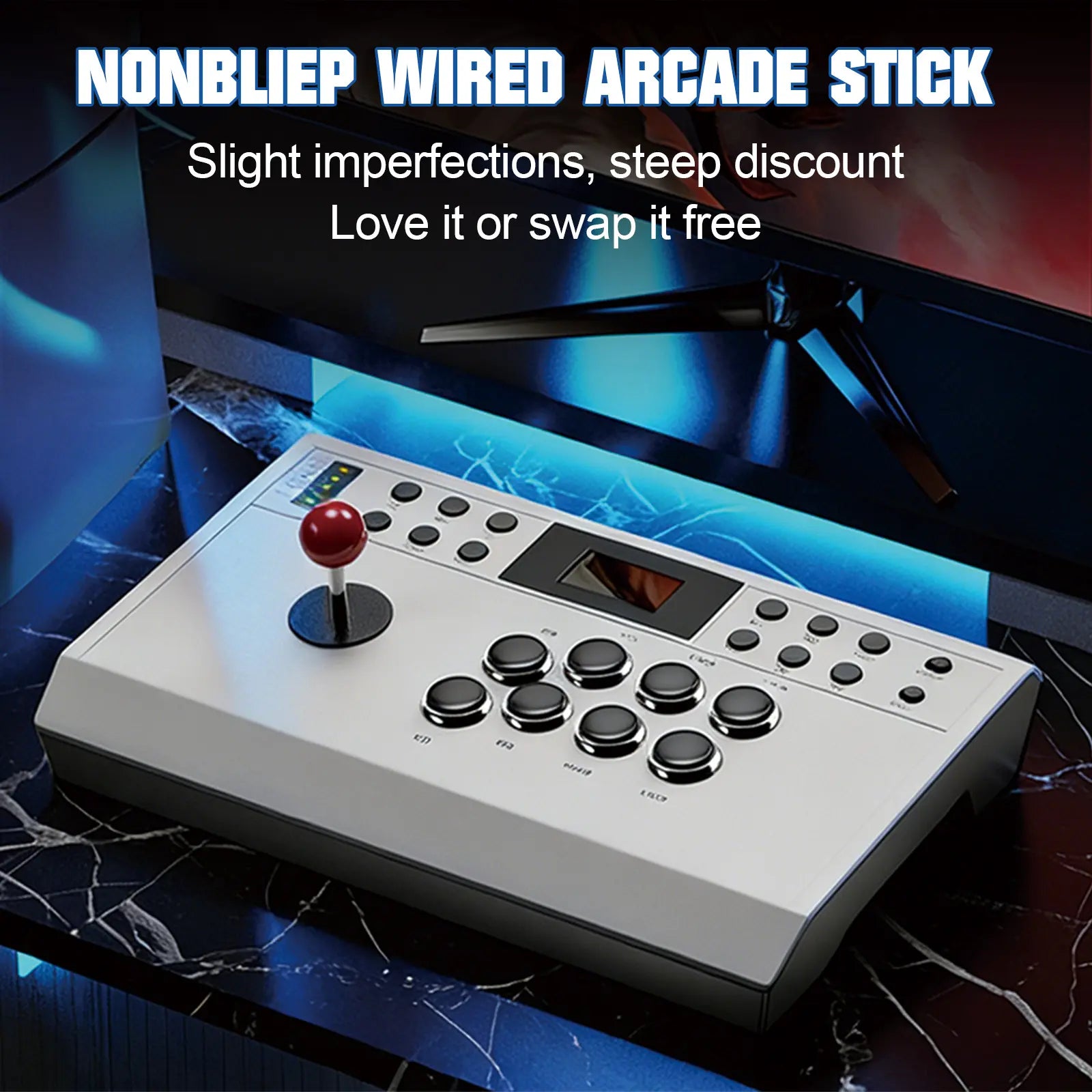 Nonbliep Wired Arcade Stick – Programming Function, Turbo Function, 9.8FT Braided Cable, Wired, for Playstation 5/Ps4/Pc/Android,Back to School,Back to School Haul