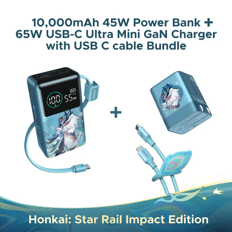 UGREEN × Honkai: Star Rail Edition 10000Mah 55W Built-In Cable Power Bank,Qi2 10000Mah Magnetic Power Bank,65W Mini USB C Charger Block Fast Charging with USB C Cable ,100W Retractable USB C Cable(3.3Ft ) ,Finetrack Mini2 Tracker Tags (Ios Only) Tiktoksho