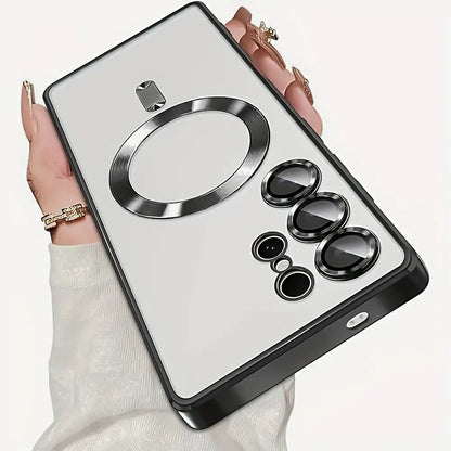 Luxury HD Transparent Magnetic Wireless Charging Phone Case with Lens Protector for Samsung Galaxy S26, S25, S24, S23, S22 Ultra Plus FE - Soft Shockproof Cover and Mobile Phone Accessories