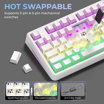 XVX M98 Tri-Mode Wireless Mechanical Keyboard with Number Pad, Bt5.0/2.4Ghz/Usb-C, Pre-Lubed Switches, Gasket Structure, Hot Swappable Custom Creamy Keyboard, 8000Mah, Gaming Keyboard, Office Keyboard, RGB Backlit, Keyboard for Work Tiktokshopbacktoschoo
