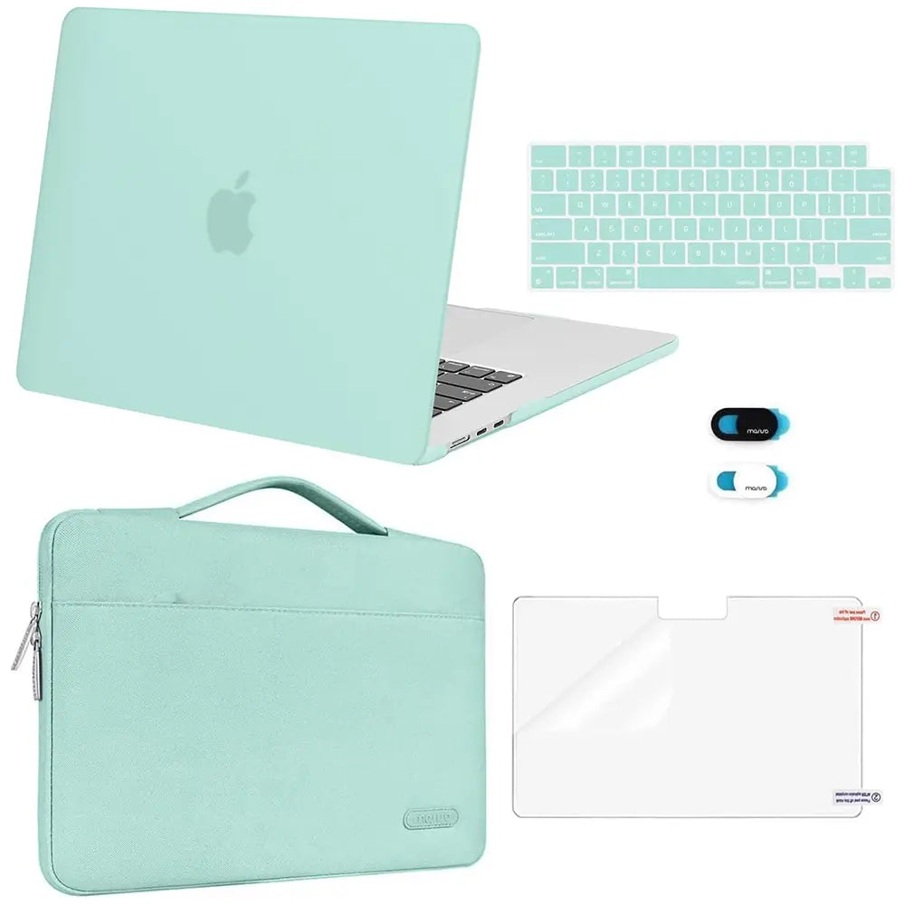 MOSISO Compatible with Macbook Air 15 Inch Case M5 2026 M4 2025 M3 M2 2024 2023 A3448 A3241 A3114 A2941,Protective Hard Shell&Carrying Sleeve Bag&Keyboard Cover&Webcam Cover&Screenfilm, School, Commuting, Daily Protection, Screen Protector, Plastic, Polyc