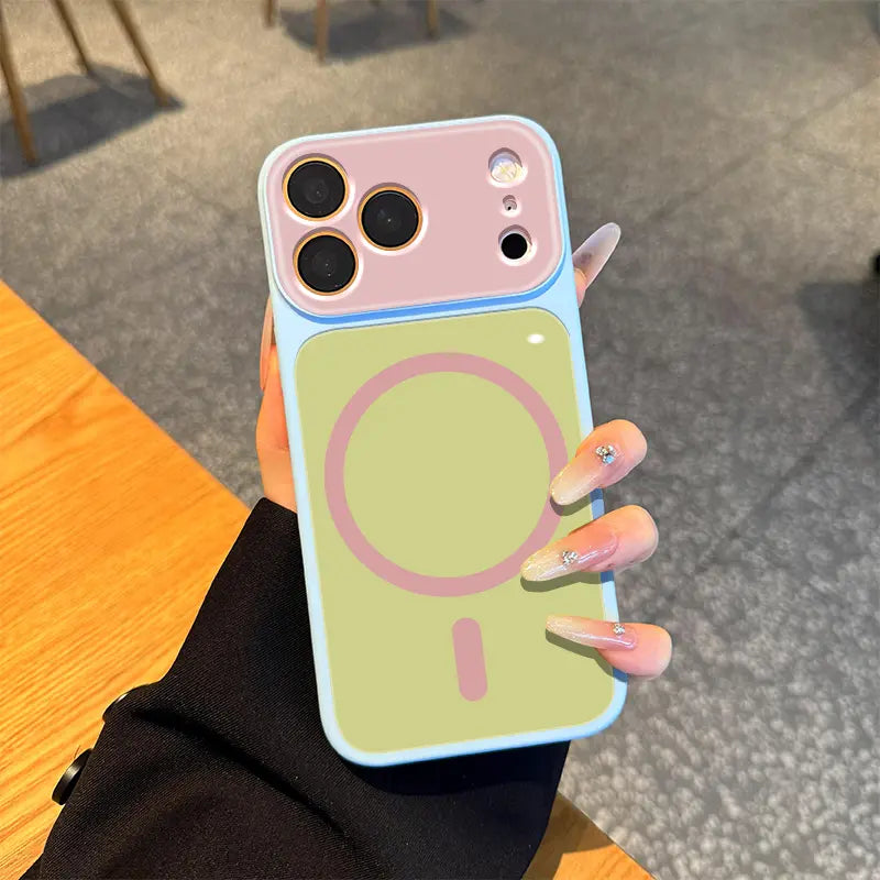 Dopamine Contrast Color Newly Upgraded with Magnetic Suction Suitable for Iphone17 16 15 14 13 plus Pro Max Magnetic Phone Case Contrast Color Full Lens Protection Compatible with Iphone 17 Pro Max Magnetic Phone Case No Paint Peeling, Anti-Fall An-Xs9527