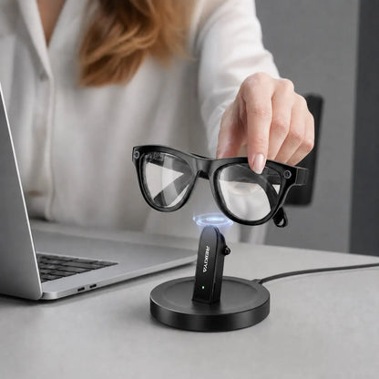 REIKIYA Ray-Ban Meta Charger, Meta Glasses Charging Stand, Magnetic Charging Dock for Ray-Ban Meta Gen 1 & 2, Drop & Charge Desktop Stand