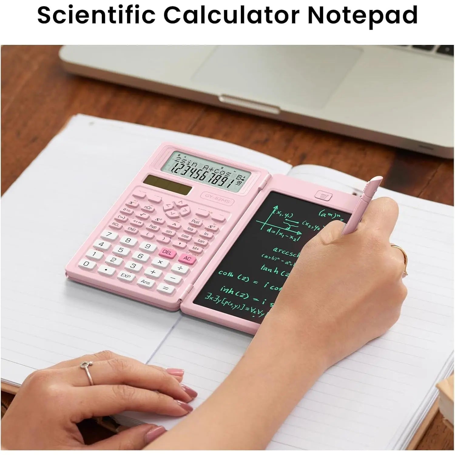 Plastic Scientific Calculator Cute, 82MS Foldable 2-Line Display, 240-Functions Solar & Battery Powered, Portable Notepad-Included School Supply for Middle-High School Students (Party Bag for Kids) Gifts