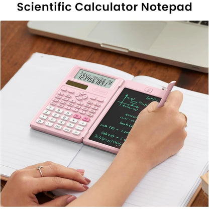 Plastic Scientific Calculator Cute, 82MS Foldable 2-Line Display, 240-Functions Solar & Battery Powered, Portable Notepad-Included School Supply for Middle-High School Students (Party Bag for Kids) Gifts