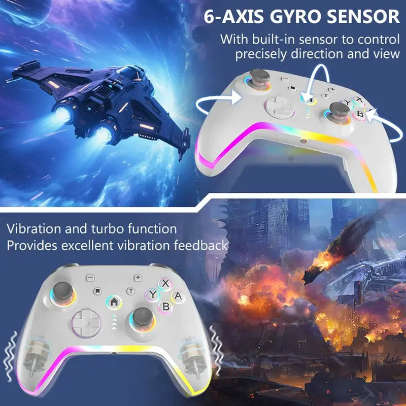 Wireless Pro Switch Controller for Switch 2/Switch/Lite/Oled,Replace for Switch Accessories Upgraded,Support PC Game Android/Ios with 7 RGB LED Lights,Built-In 800Mah Battery,Programmable, Effect Joystick.Adjustable Turbo Dual Vibration Function, Console