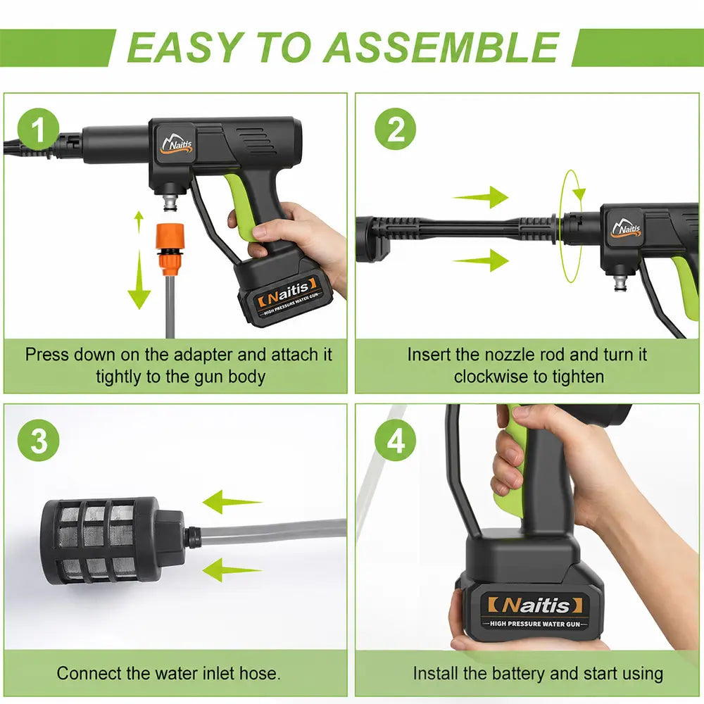 [Dealsforyou]Naitis 1500PSI Cordless Portable Power Washer 21V, 200W High Pressure Water Cleaner with 13000Mah Battery, Adjustable 6-In-1 Nozzle & Foam Bottle,For Valentine’S Day Gift Summervibes,Father'Sdaygifts, Pressure Washer, Cordless Pressure Washer