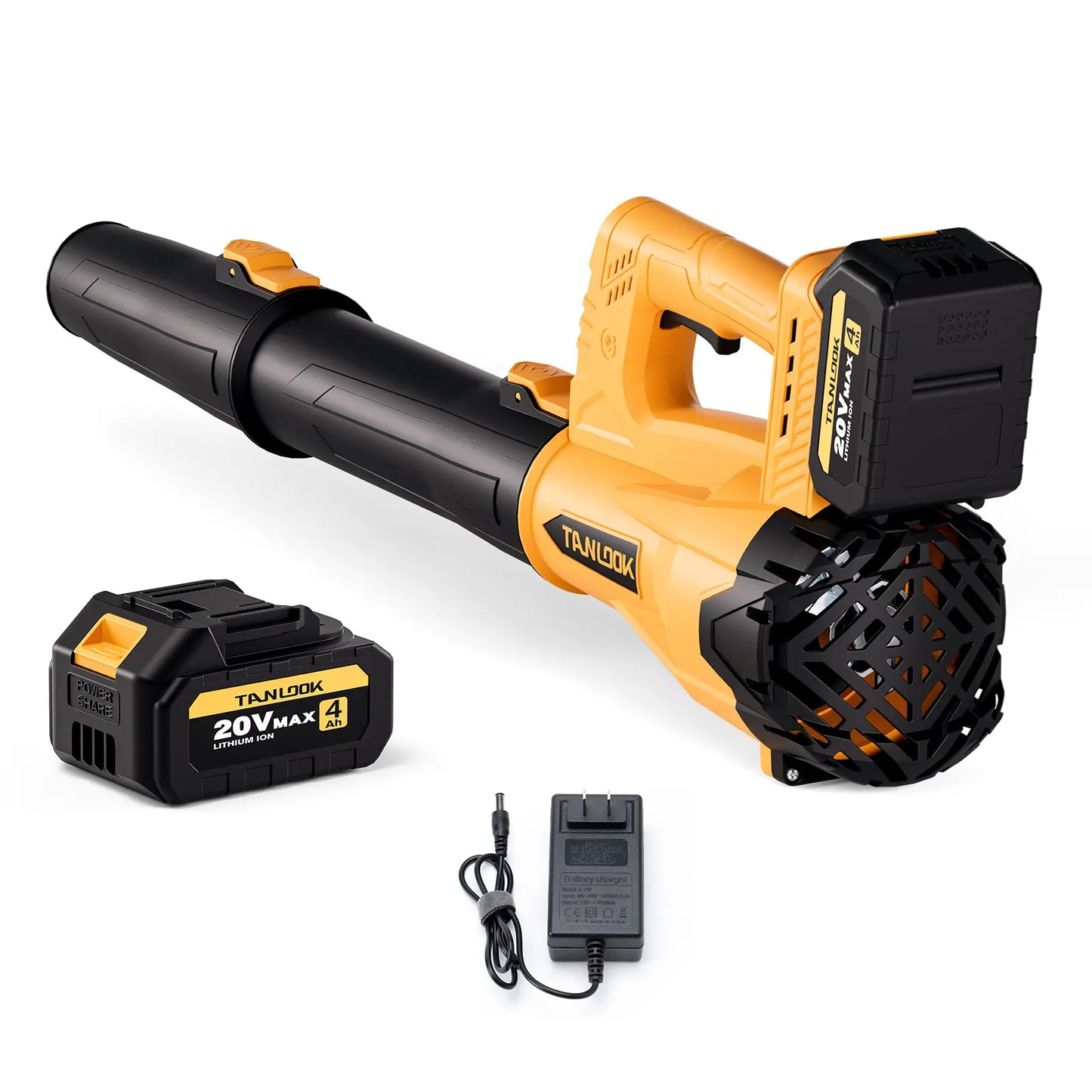 TANLOOK HC2 High-Power Electric Leaf Blower - 580 CFM Power, 160 MPH, 2×4Ah Batteries Included, Adjustable Speed, High Airflow for Leaves & Snow on Outdoor Surfaces, Ideal Garden Tool for Autumn/Winter Care, 580Cfm Power