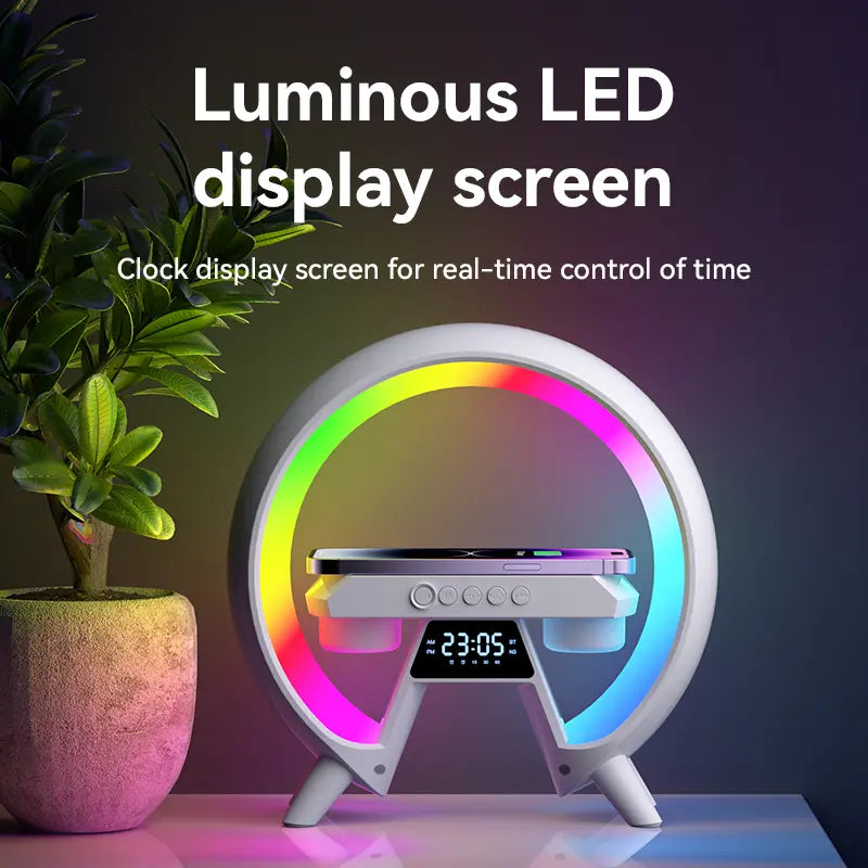5-In-1 Wireless Charging Speaker – Bluetooth Clock Radio with 256 LED Light Modes, Night Light & Alarm – Qi Charging Pad for Phone Summergarden Portable Sound System Smartphone