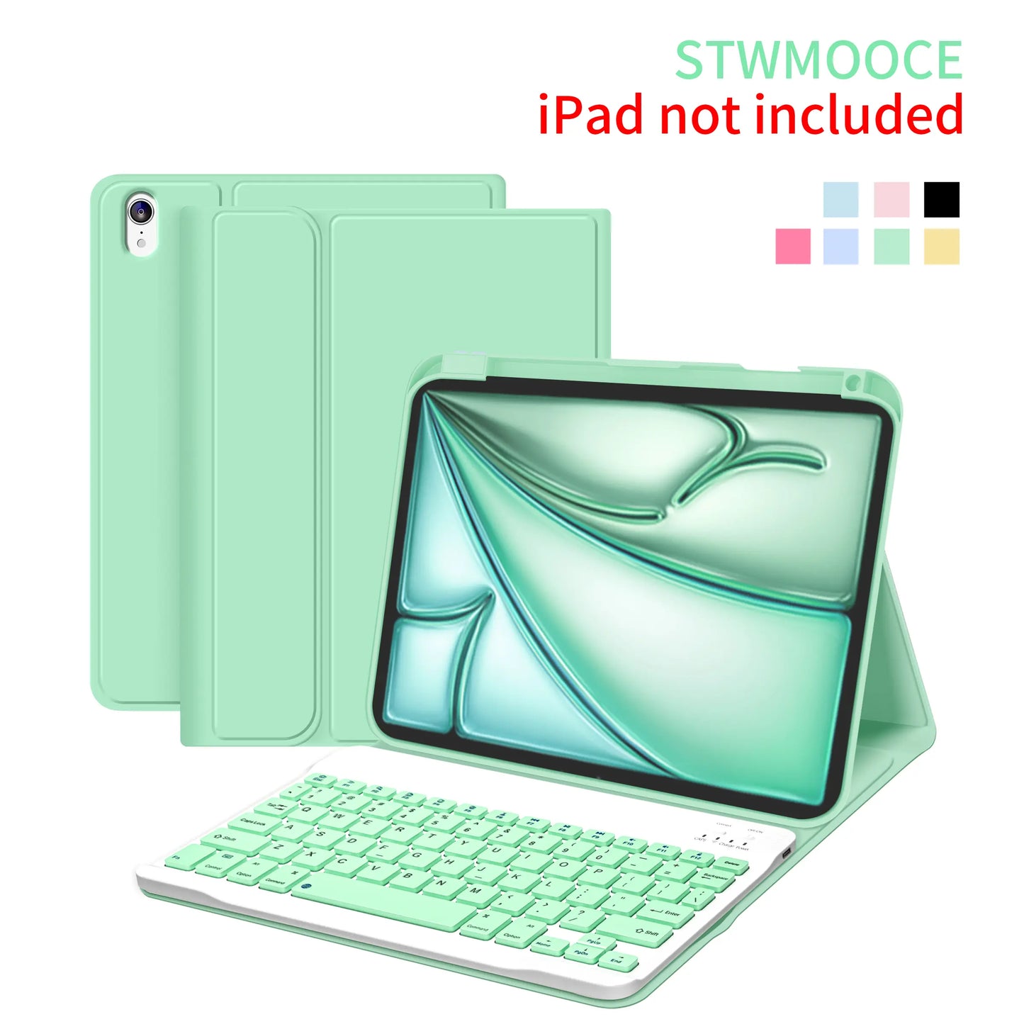STWMOOCE Ipad Case with Wireless Keyboard, Detachable Tablet Bluetooth Keyboard Magnetic Cute Case for 10.2-Inch Ipad 7/8/9Th, 10.9/11-Inch Ipad 10Th/A16, Ipad Air 4/5Th, 11-Inch Ipad Air M2/M3/M4, Ipad Pro 11-Inch 1/2/3/4Th Gen, Pencil Holder Pink Cover
