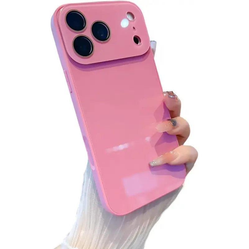 Luxury Crystal Texture Solid Color Smartphone Case - Skin-Friendly Touch Protective Cover for Iphone 17/16/15/14/13 Pro Max Handheld Cellphone Devices, Rose Pink Protection,Back to School,Back to School Haul