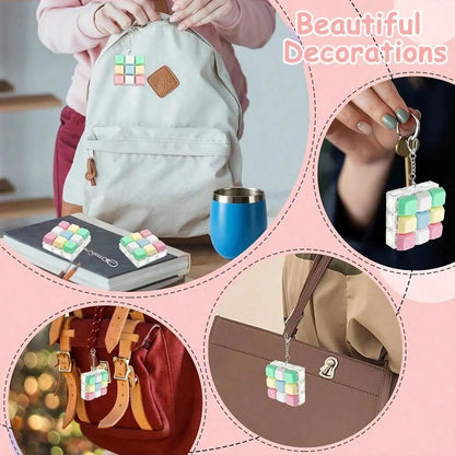 9-Button Cube Stress Relief Keychain - Creative Gothic Y2K Style Fidget Toy for Bags and Car Keys, Ideal Birthday Gift and Party Favor