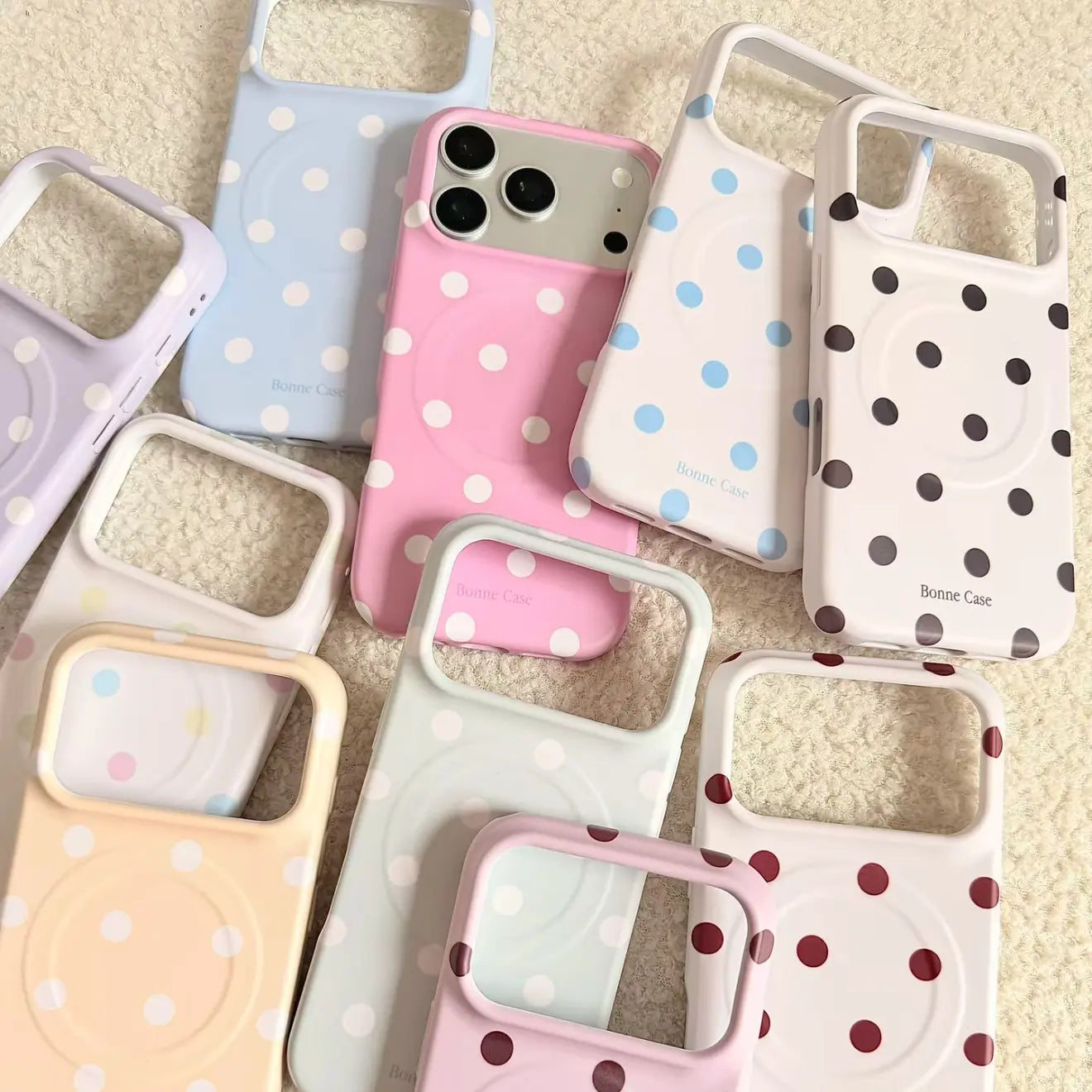 Magnetic Polka Dot Phone Case for Iphone 17 Pro Max, 16 Plus, 15, 14, 13 - Compatible with Magsafe,Matte Slim Durable, Shockproof Handheld Cellphone Devices Cover,Aesthetic Protective Phone Cover for Women Girl