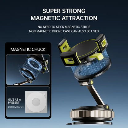 Adjustable Magnetic Car Phone Mount with 360° Rotation and Touch Sensitivity - Essential Travel Accessory for Motorists with MagSafe Compatibility