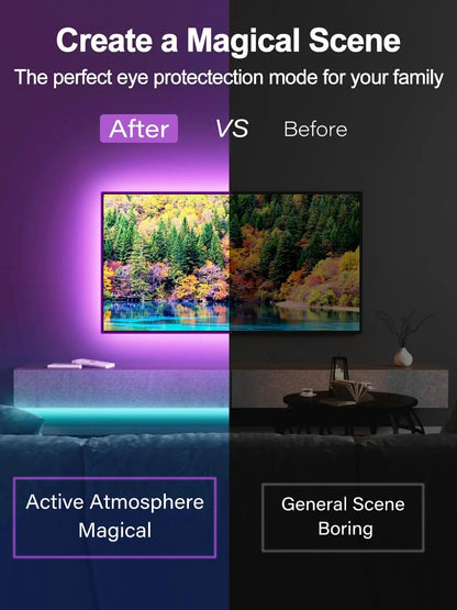 RGB LED TV Backlight Strip, 20Ft Adjustable & Vibrant RGB Lighting for 32-80 Inch Tvs, Music Sync Color Changing, Usb-Powered with Remote & App Control, Adjustable Rgb Lighting