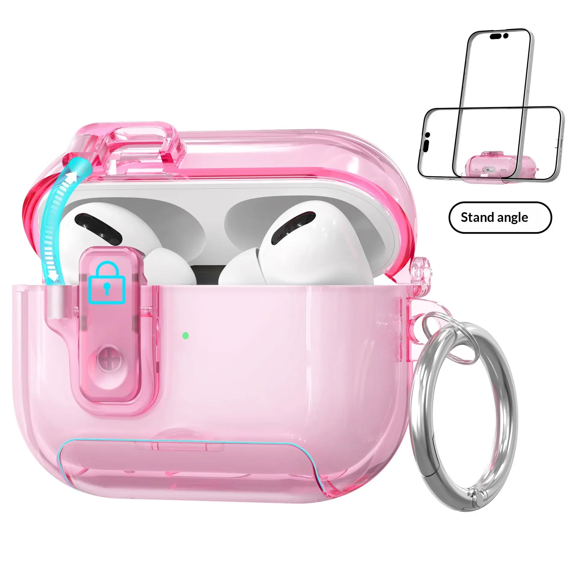 Frosted Clear Airpods Case for Airpods 4 & Pro 2 & Pro 3 - Pop-Up Cover with Phone Stand, Semi-Transparent TPU Anti-Drop Shell Summerwins Airpods 4 Cases Airpods ,Free Ship,Free Ship Tiktokshopbacktoschool,Back to School,Back to School Haul
