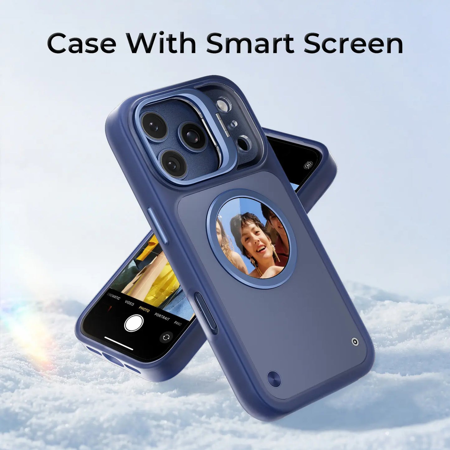 W&O Customizable E-Ink Smartphone Case for Iphone 16/17 Pro Max - Upgraded Ink Screen Smart Cover, DIY Image/Text Display, Shockproof Handheld Cellphone Protection, Wireless Charging Support, Unique Gift, Casing