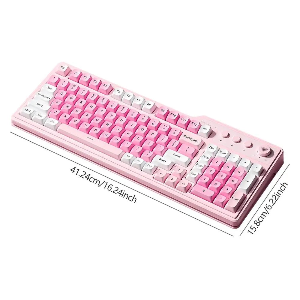 Aula Wolf Spider F3099 Three-Mode Quiet RGB Wired Keyboard, Cool RGB Lighting, Music Rhythm, Multi-Function Knobs, Ergonomic Design, Long Battery Life
