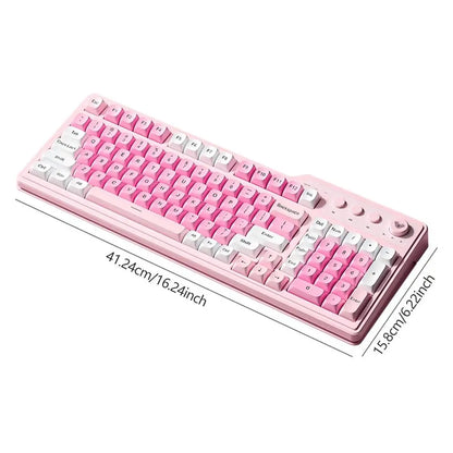Aula Wolf Spider F3099 Three-Mode Quiet RGB Wired Keyboard, Cool RGB Lighting, Music Rhythm, Multi-Function Knobs, Ergonomic Design, Long Battery Life