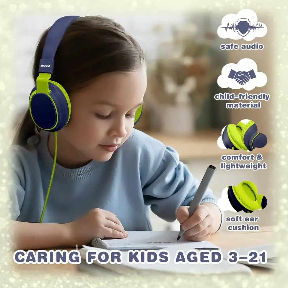 MIDOLA H01 Wired Over-Ear Gaming Headphones - Hi-Fi Audio, Active Noise Cancellation, Dual Mic, Folding Design, Extended Wear Comfort for Students, Daily Commute