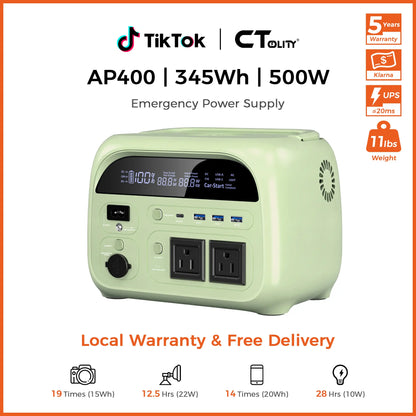 [Summerfinds]Ctolity AP400 Soft Pink 500W 346Wh Portable Power Station Solar Generator - Fast-Charging Backup Battery for Home Emergencies, Camping, Phone Power Needs,Back to School Tiktokshopbacktoschool,Back to School,Back to School Haul